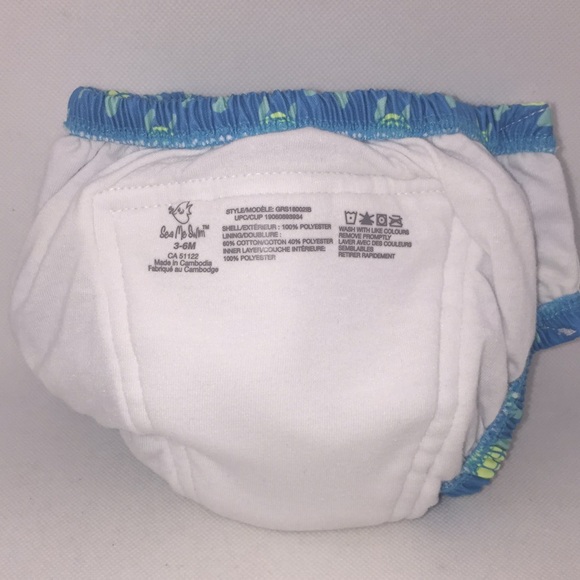 Sea Me Swim Reusable Swim Diaper Turtles Pattern Baby Infant Size 3-6 Months New - Picture 8 of 9
